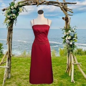 Michaelangelo Red Sheath Midi Dress Spaghetti Strap